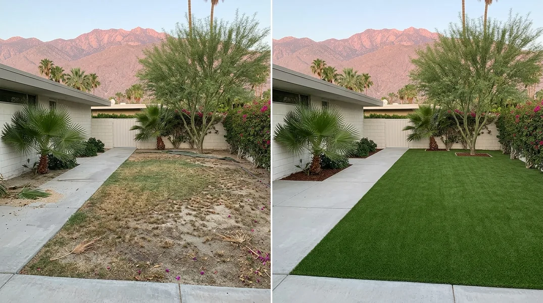 Result artificial grass installation in Palm Springs - Palm Springs Artificial Grass Installation