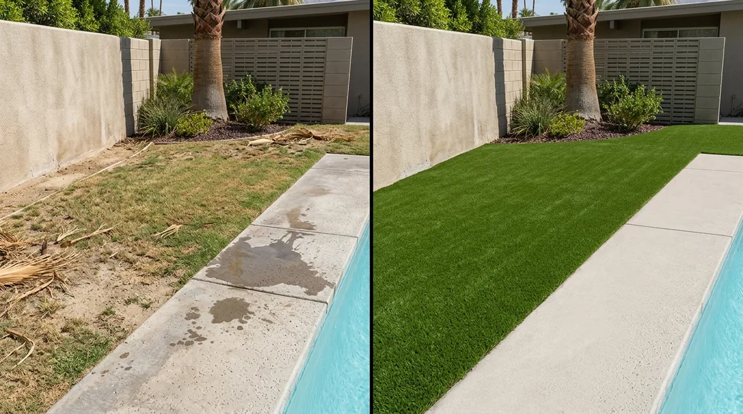 Result artificial grass installation in Palm Springs - Palm Springs Artificial Grass Installation