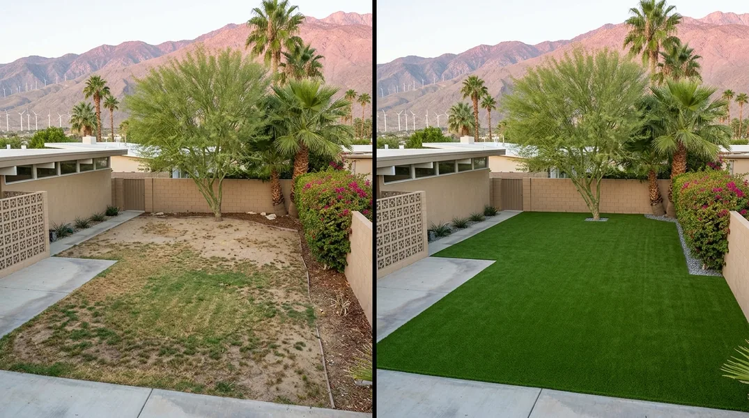 Result artificial grass installation in Palm Springs - Palm Springs Artificial Grass Installation